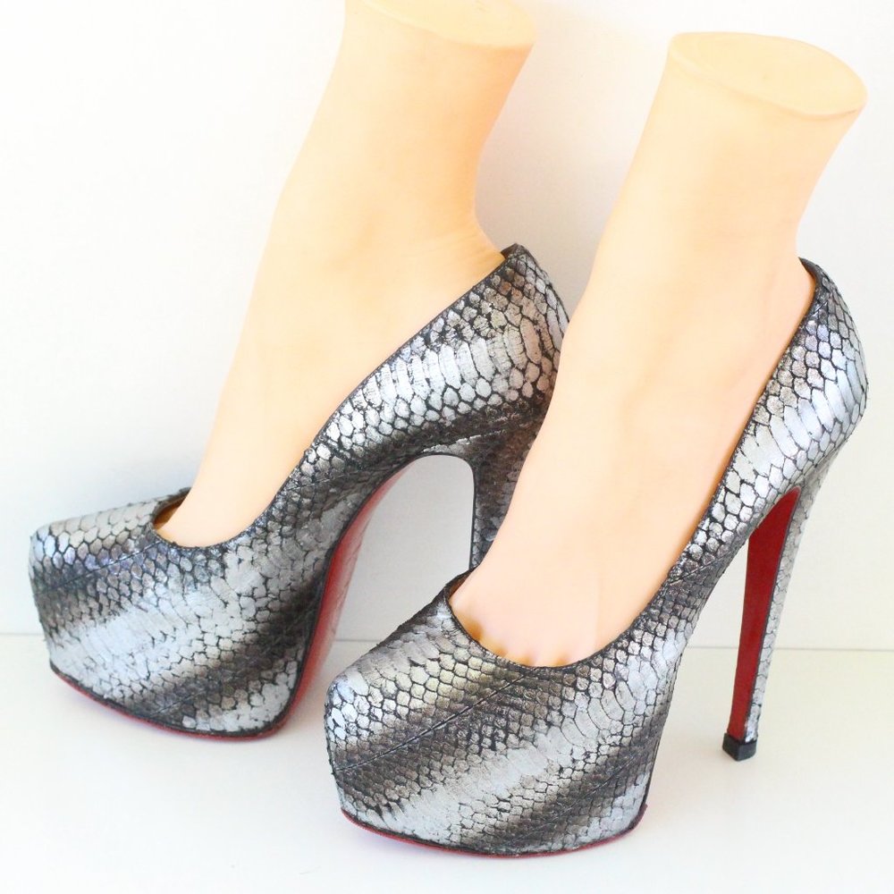 Christian Louboutin Silver Daffodile Python Platfo - image 5
